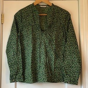 LIKE NEW: Japanese Floral Blouse, Green, XS